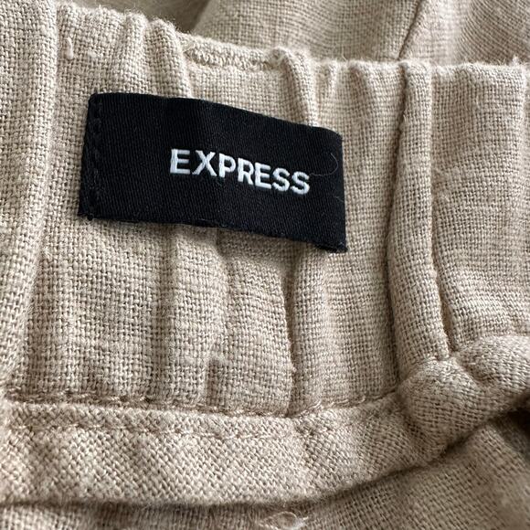 Express Women Linen Blend Beige Chino Shorts Size 10 NWT MSRP $70 - Picture 6 of 9